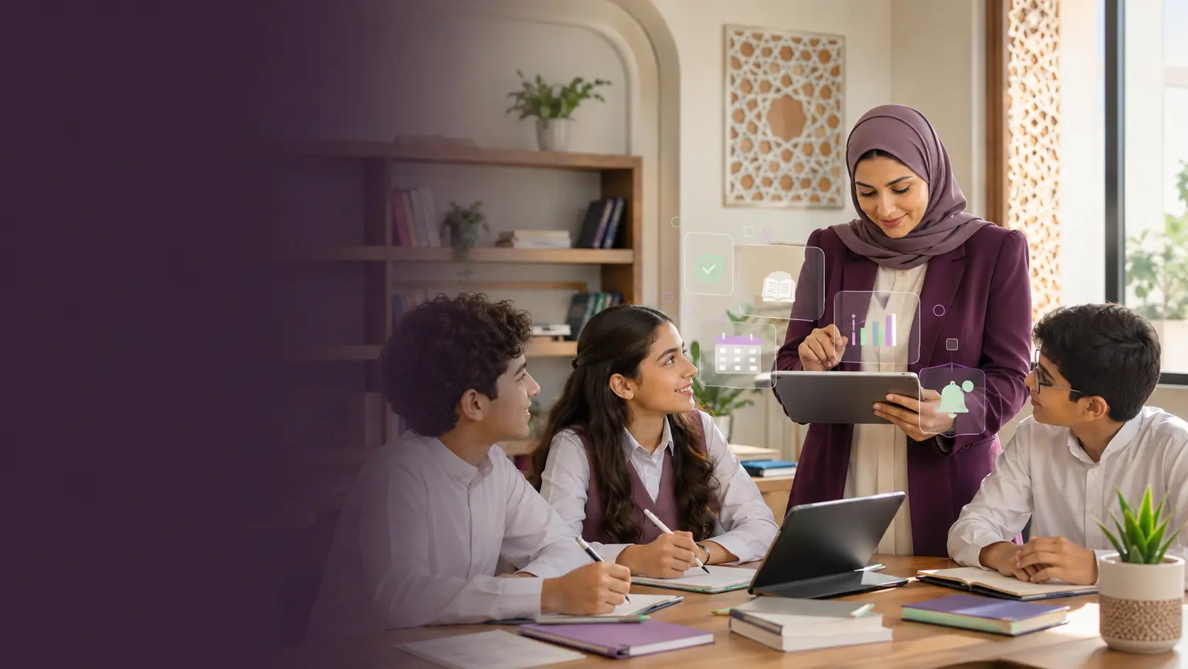 معلمة تستخدم منظومة القلم داخل الفصل